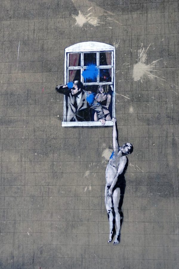 bristol inghilterra street art banksy well-hung love