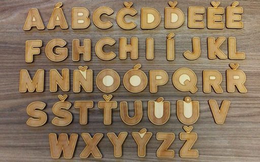 Tutti i caratteri che compongono l'alfabeto ceco