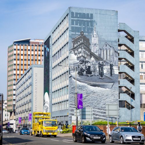 glasgow mural trail strathclyde university esperimenti lato palazzo