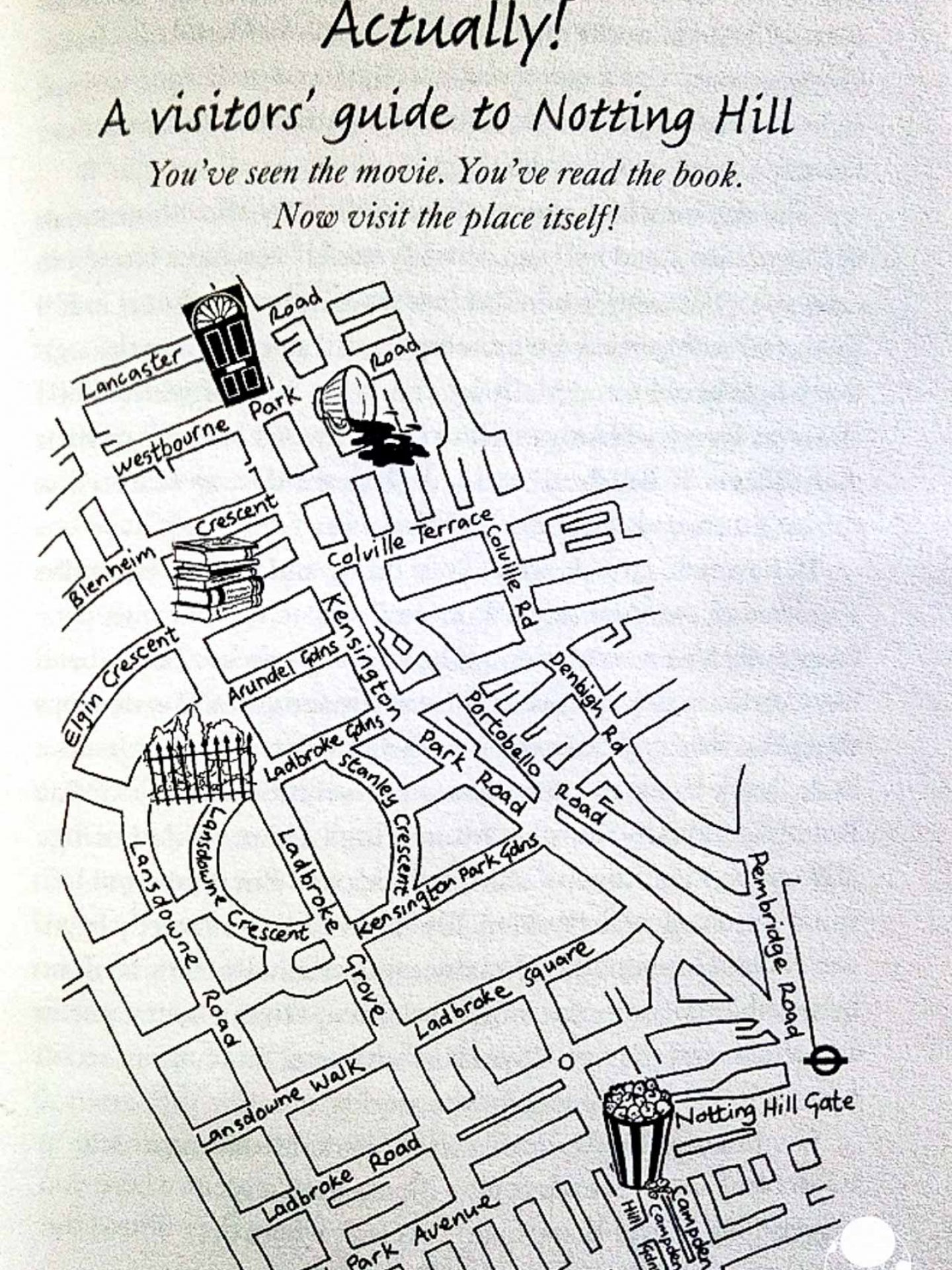 londra notting hill mappa quartiere con luoghi film libro ali mcnamara