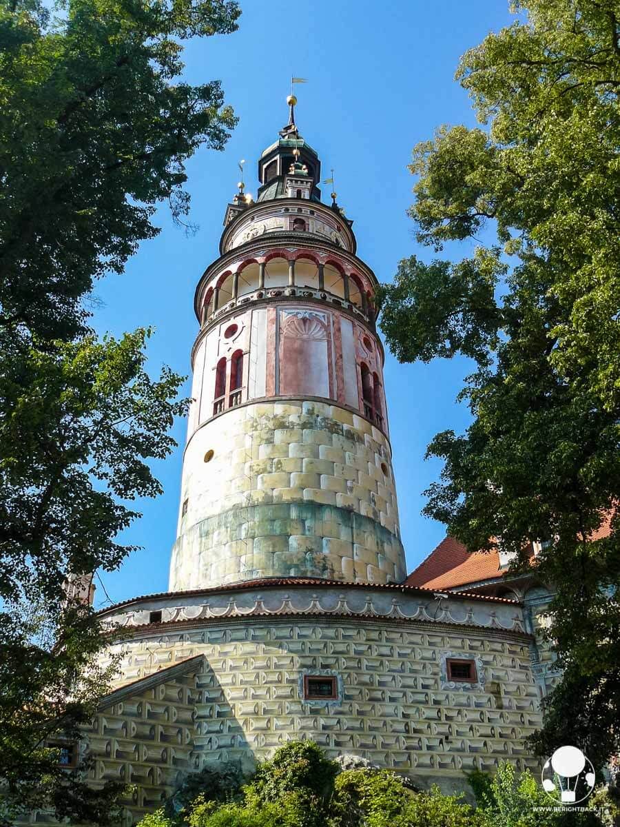 La torre del castello di Český Krumlov